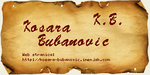 Kosara Bubanović vizit kartica